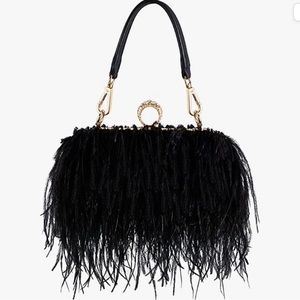 Women Ostrich Feather Evening Bag